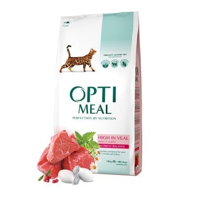 OPTIMEAL Cat Adult & Senior Healthy Skin & Coat Veal Tørrfôr til katt