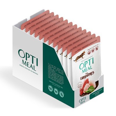 OPTIMEAL Cat All Ages Grain Free Veal, Chicken Fillet & Spinach in Gravy