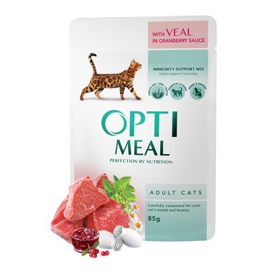 OPTIMEAL Cat Adult & Senior Veal & Cranberry in Gravy Våtfôr til katt