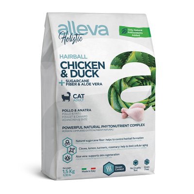 Alleva Holistic Cat Adult & Senior Hairball Care Chicken & Duck + Sugarcane Fiber & Aloe Vera
