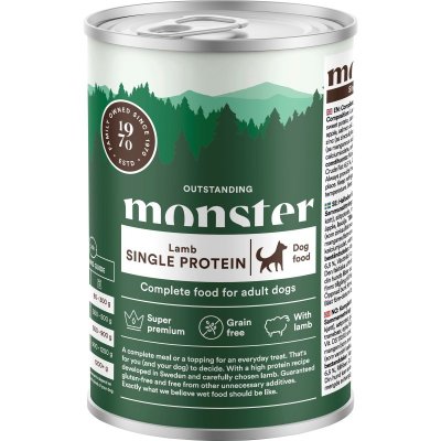 Monster Single Protein Våtfôr til hund med Lam