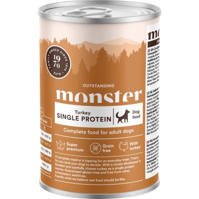 Monster Single Protein Våtfôr til hund med Kalkun
