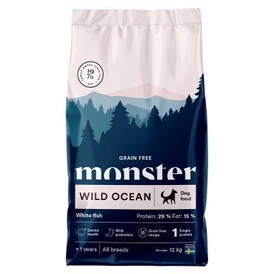 Monster Grain Free Wild Ocean Tørrfôr til hund med Hvit fisk