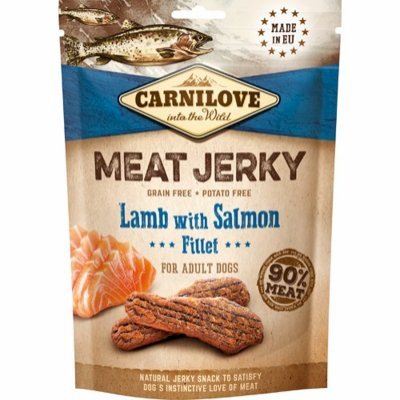 Carnilove Dog Meat Jerky Lamb with Salmon Fillet Bar Godbiter til hund
