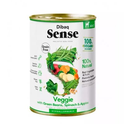 Dibaq Sense Dog Grainfree Veggie Green Beans, Spinach and Apple Våtfôr til hund