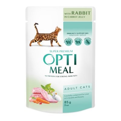OPTIMEAL Cat Adult Rabbit & Carrot Jelly Våtfôr til katt